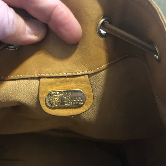 Gucci brown monogram leather bucket bag.Authentic - Picture 7 of 8